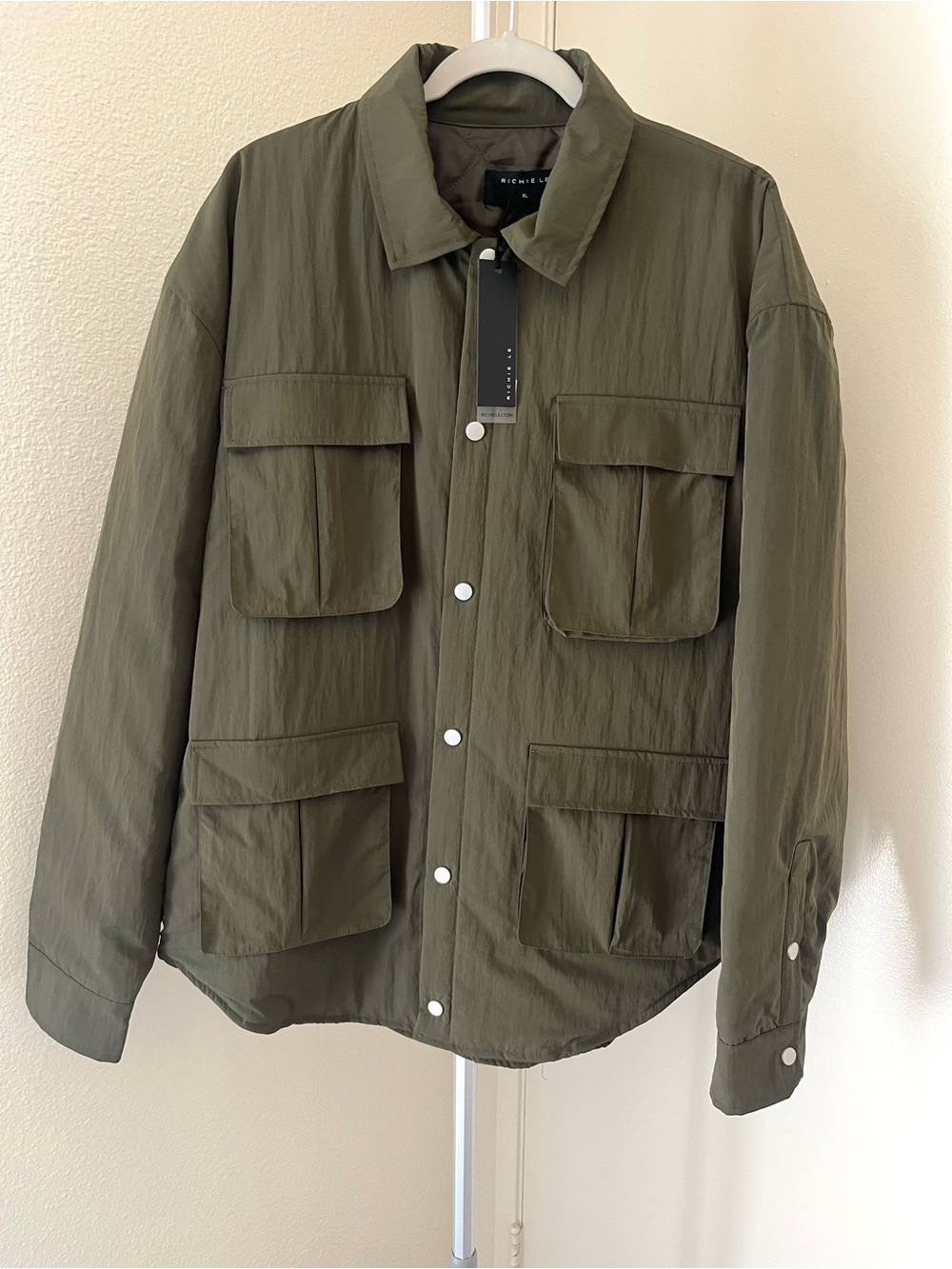 Richie Le Collection Nylon Jacket Quilted Olive Green Size XL NWT